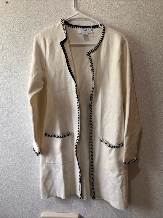 Magaschoni Sweaters - Women's Open Front with Black Trim Cardigan